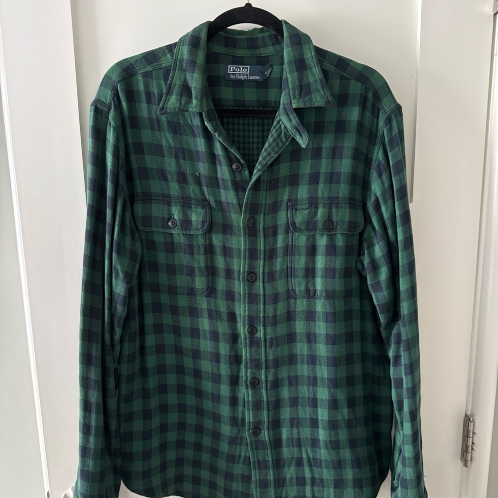 Ralph Lauren Green and Black Plaid Button-Down Shirt